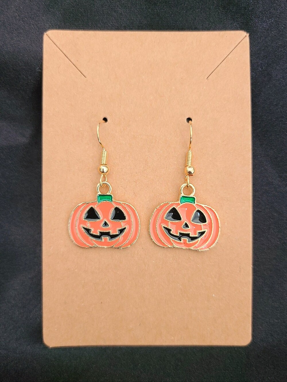 Halloween Pumpkin Dangle Earrings - Orange Jack-O'-Lantern - Halloween Earrings